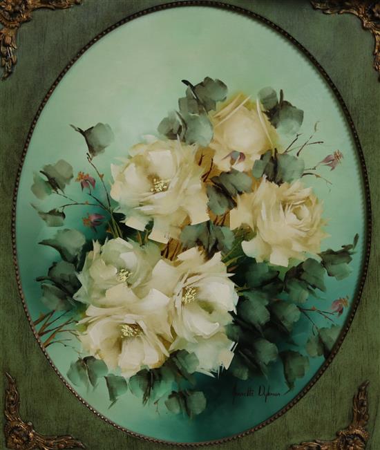 Jeanette Dykman, oil on canvas, Still life flowers(-)